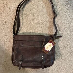 Relic Brown Leather Messenger Bag